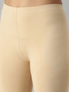 De Moza Ladies Ankle Length Leggings Solid Cotton Beige - De Moza