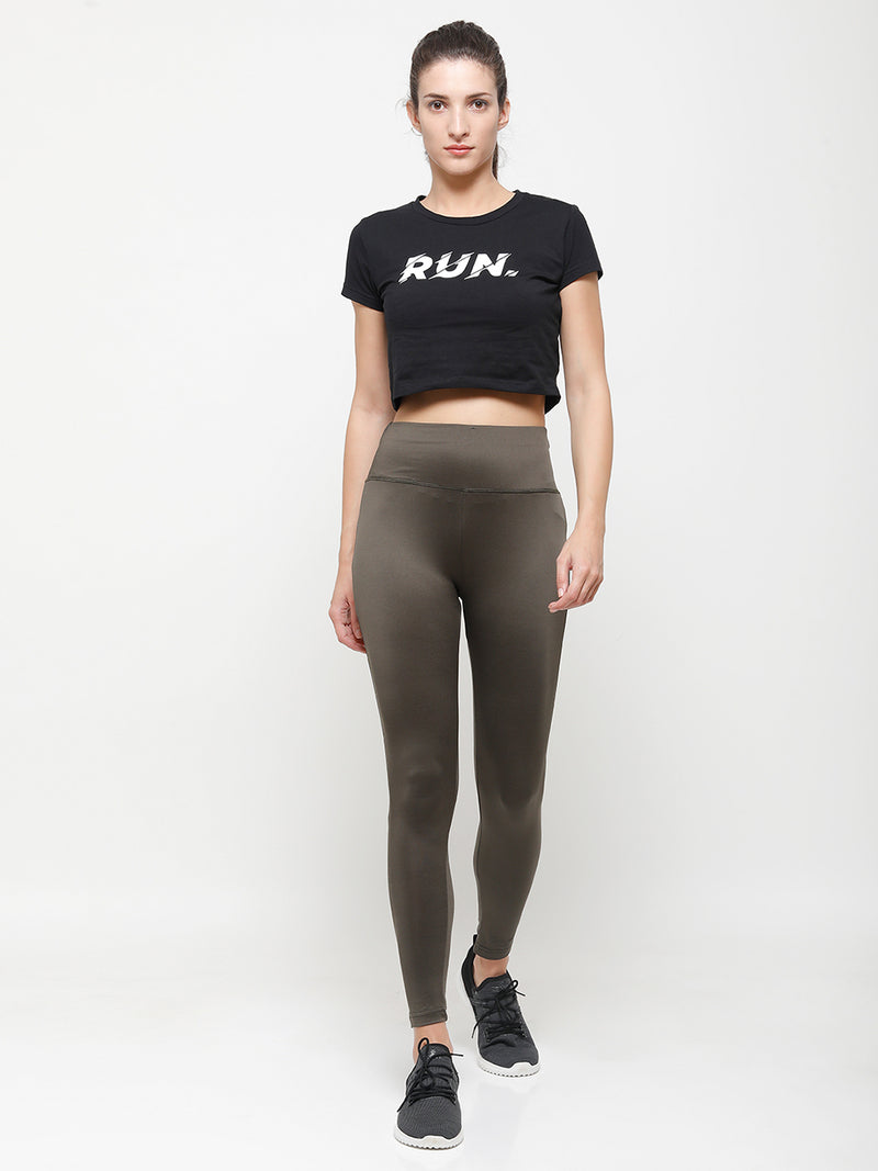 De Moza Ladies Active Wear Leggings Olive Green