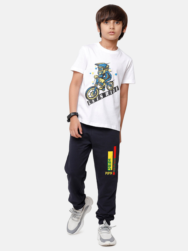 Kids - Boys Printed Jogger Dark Navy Blue