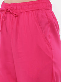 De Moza Ladies Pajama Pant  Solid Rayon Fuchsia - De Moza