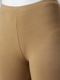 De Moza Ladies Churidar Leggings Solid Cotton Golden Beige - De Moza