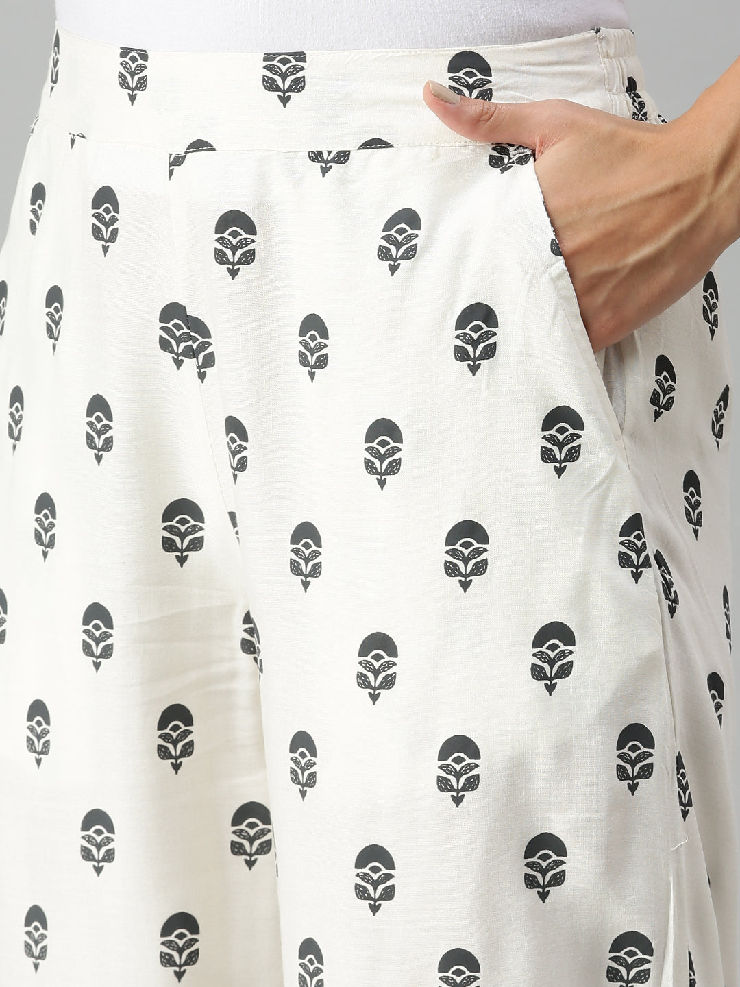 De Moza Ladies Printed Palazzo Natural