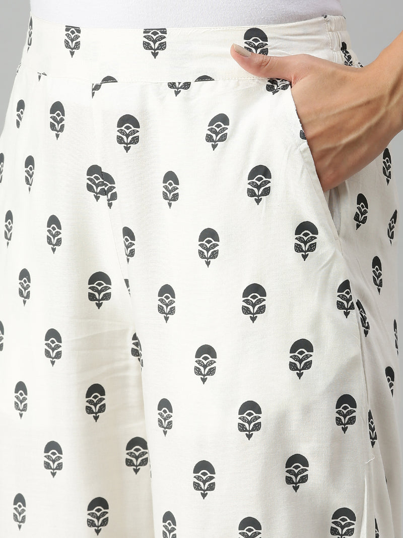 De Moza Ladies Printed Palazzo Natural