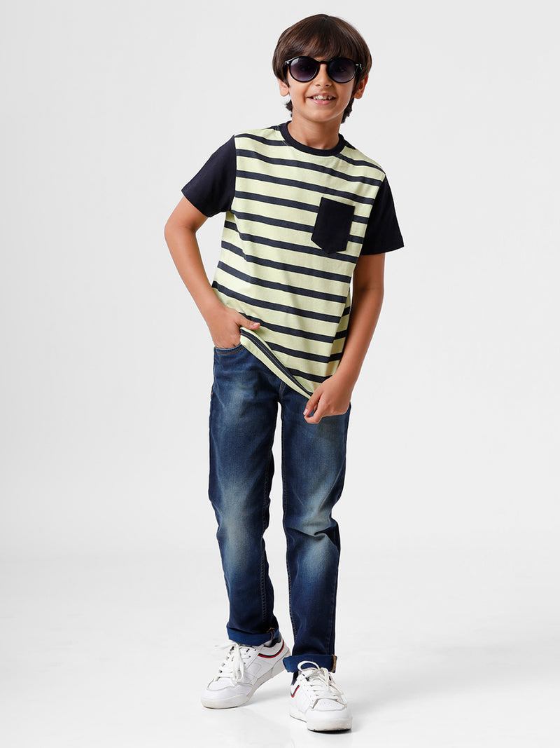 Kids - Boys Printed Half Sleeve T-Shirt Lily Green
