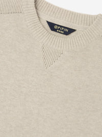 Kids - Boys Winter Sweatshirt Bright Beige Melange - De Moza
