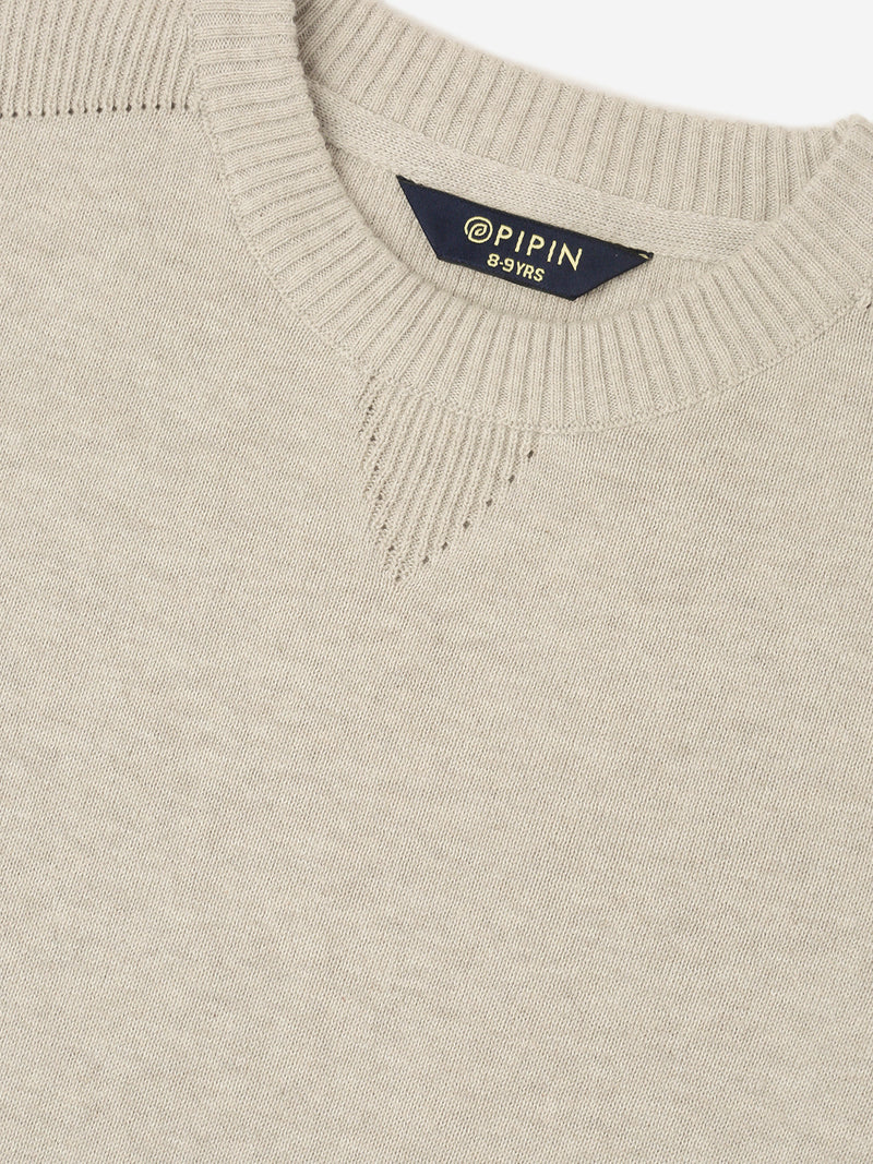 Kids - Boys Winter Sweatshirt Bright Beige Melange - De Moza
