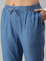 De Moza Ladies Harem Pant Mid Enzyme Blue