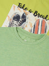 Pack of 2 Pipin Boys Printed T-shirts Green Melange & Lemon Green