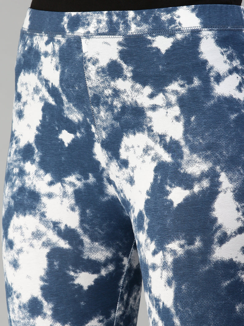 Ladies Printed Active wear Leggings Indigo