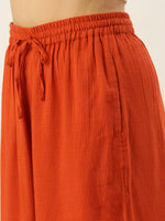 De Moza Ladies Crop Palazzo Rust Orange