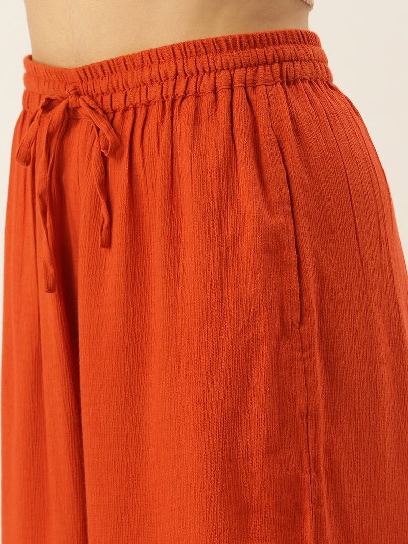 De Moza Ladies Crop Palazzo Rust Orange