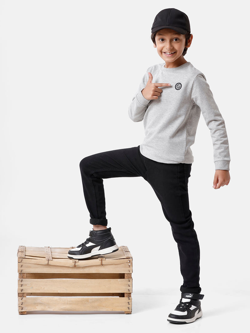 Kids - Boys Printed Sweatshirt Grey Melange