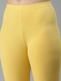 De Moza Women's Premium Ankle Length Leggings Solid Cotton Yellow - De Moza (6679540432959)