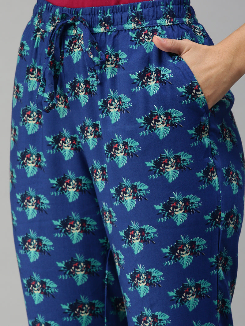 De Moza Ladies Printed Pyjama Pant Bluing