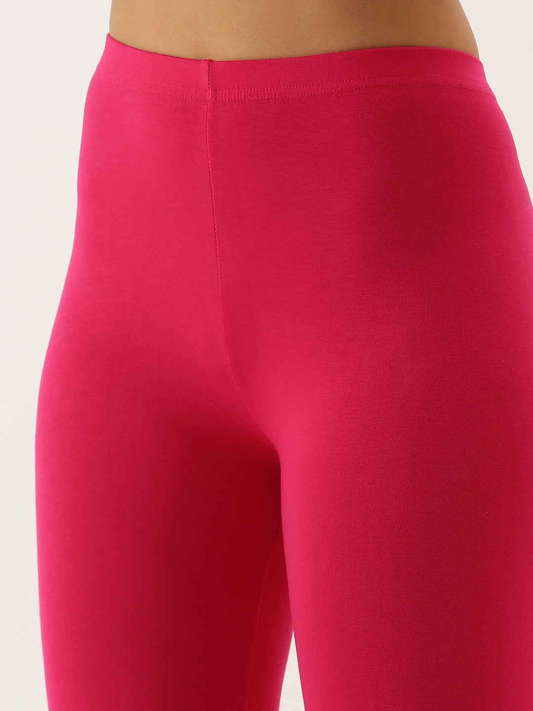 De Moza Women's Leggings 3/4Th Length Solid Viscose Fuchsia - De Moza (4890554531903)