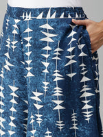 DeMoza Ladies Printed Culottes Rayon Indigo Blue - De Moza