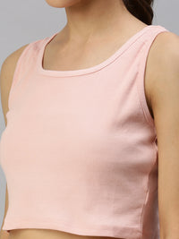 De Moza Ladies Rib Crop Top Peach