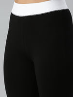 De Moza Ladies Active Wear Leggings Solid Cotton Black - De Moza