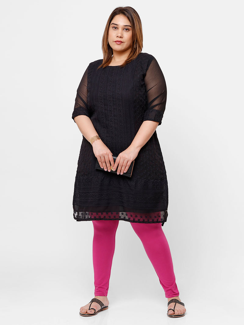 De Moza Ladies Plus Ankle Length Leggings Solid Cotton Onion - De Moza
