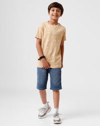 Kids - Boys Printed Half Sleeve T-Shirt Almond Sand