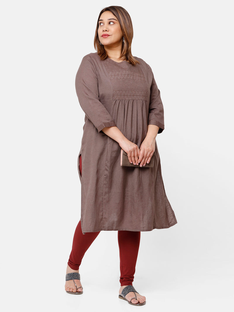 De Moza Ladies Plus Ankle Length Leggings Solid  Cotton Dark Maroon - De Moza