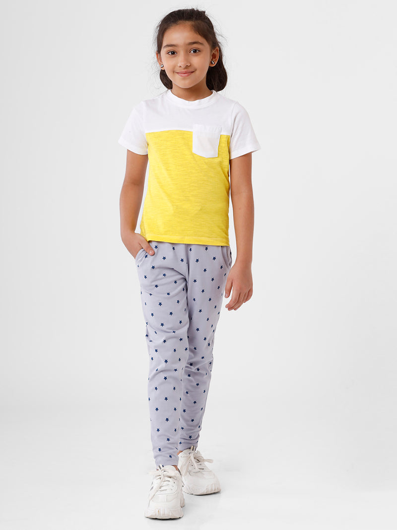 Kids – Girls Printed Straight Pant Violet Grey