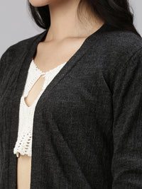 De Moza Womens Regular Length Shrug Solid Acrylic Black - De Moza