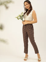 De Moza Women Printed Straight Pant Grey