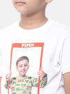 PIPIN Kids - Boys Half Sleeve - Basic crew neck Printed T-Shirt Cotton White - De Moza (6682127302719)