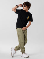 Kids - Boys Printed Half Sleeve T-Shirt Black