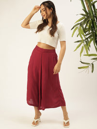 De Moza Womens Printed Culottes Maroon