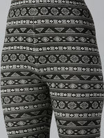 De Moza Ladies Printed Ankle Length Leggings Cotton Black - De Moza
