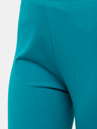 De Moza Ladies Churidar Leggings Solid Cotton Peacock Green - De Moza