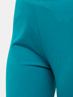De Moza Ladies Churidar Leggings Solid Cotton Peacock Green - De Moza