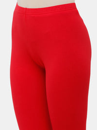 De Moza Ladies Churidar Leggings Solid Cotton True Red - De Moza