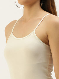 De Moza Ladies Spaghetti Top Off White