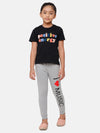 Kids - Girls Printed Jogger Grey Melange