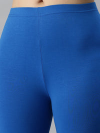 De Moza Women's Premium Ankle Length Leggings Solid Cotton Light Cobalt - De Moza (6679539646527)