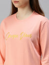 De Moza Women's Printed Sweatshirt Peach