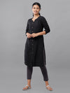 De Moza Women Cigarette Pant Dark Grey Solid Cotton