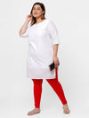 De Moza Ladies Plus Ankle Length Leggings Solid  Cotton True Red - De Moza