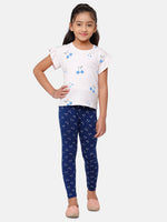 Kids – Girls Printed Leggings Navy Blue