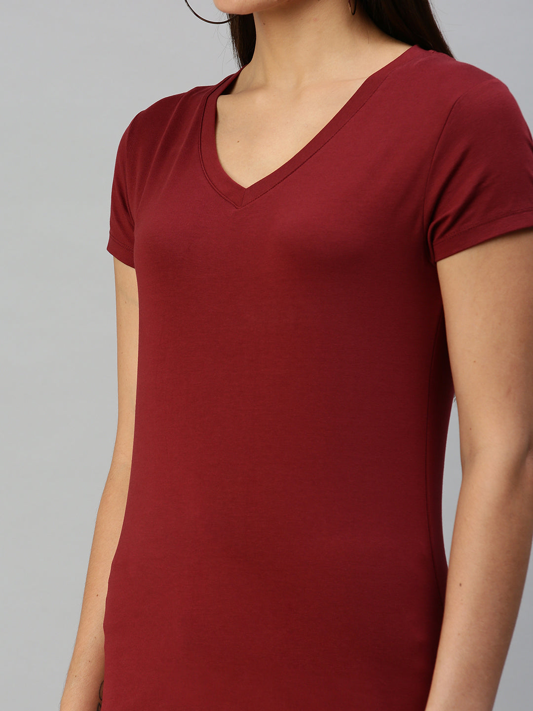 De Moza Women's Half Sleeve Top Maroon