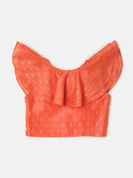 Pipin Girls Printed Lehanga Set Dark Coral