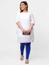 De Moza Ladies Plus Ankle Length Leggings Solid Cotton Royal Blue - De Moza