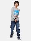Kids - Boys Printed Sweatshirt Grey Melange
