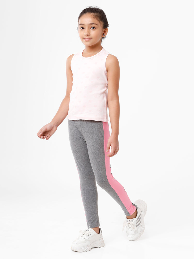 Kids – Girls Printed Ankle Leggings Anthra Melange