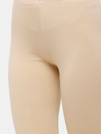 De Moza Ladies Churidar Leggings Solid Cotton Beige - De Moza