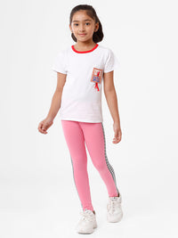 Kids – Girls Printed Ankle Leggings Light Pink