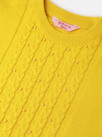 PIPIN Girls Sweater Sweat Shirt Solid Cotton Yellow - De Moza